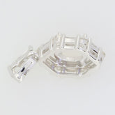Sterling silver semi mount pendant setting for oval 7x5mm stone with baguette halo design.